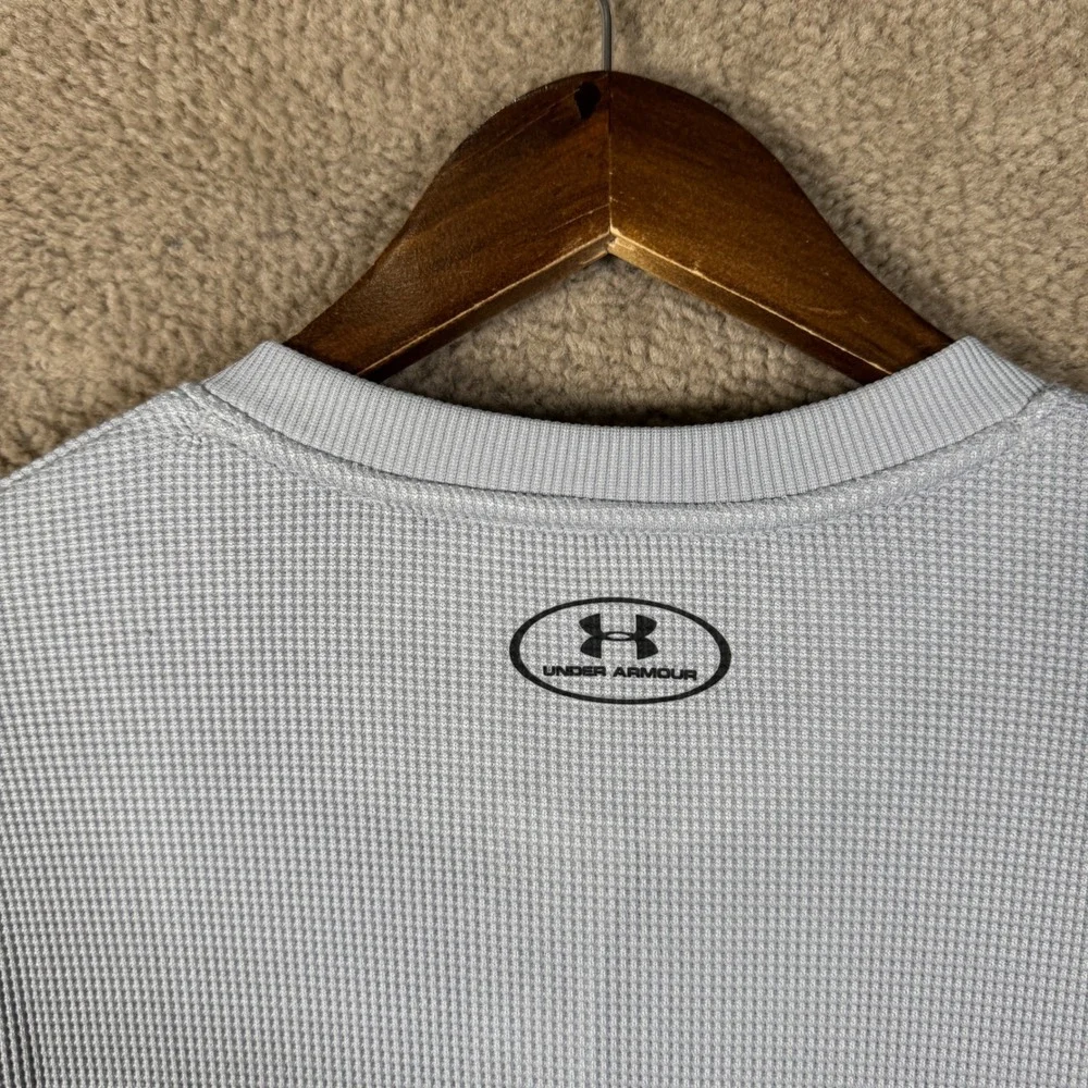 Under Armour Waffle Henley Mens Small Gray Long Sleeve Thermal Shirt New Knit